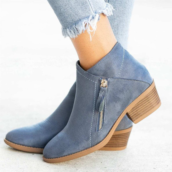 Damen Leder Stiefeletten | Reißverschluss Detail