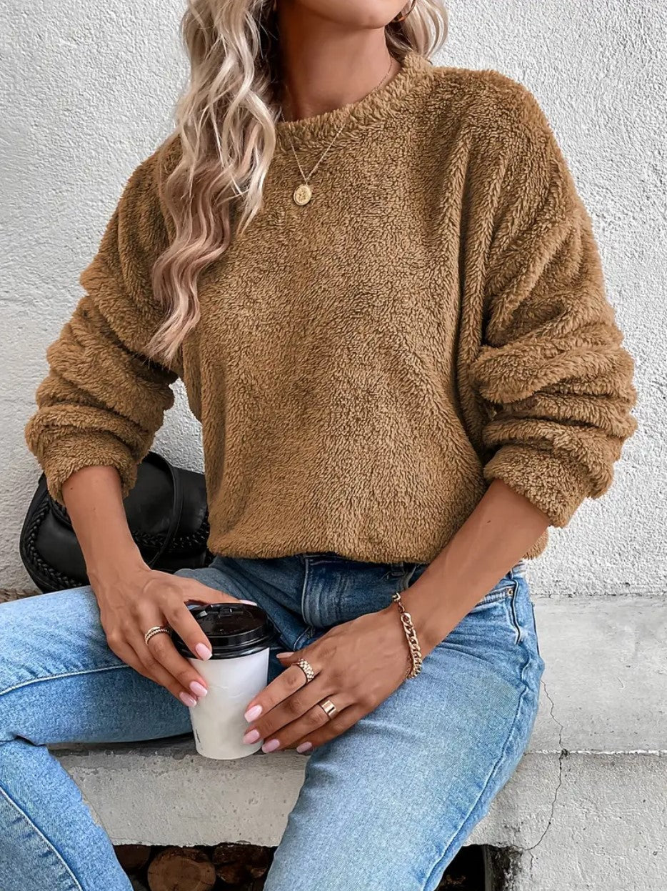 Vivian Maglione Fleece Donna – Pullover Morbido e Caldo con Vestibilità Ampia e Stile Casual
