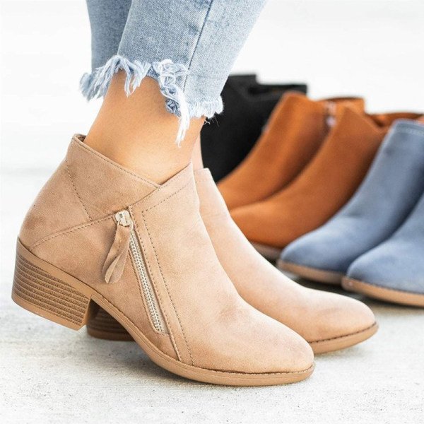 Damen Leder Stiefeletten | Reißverschluss Detail