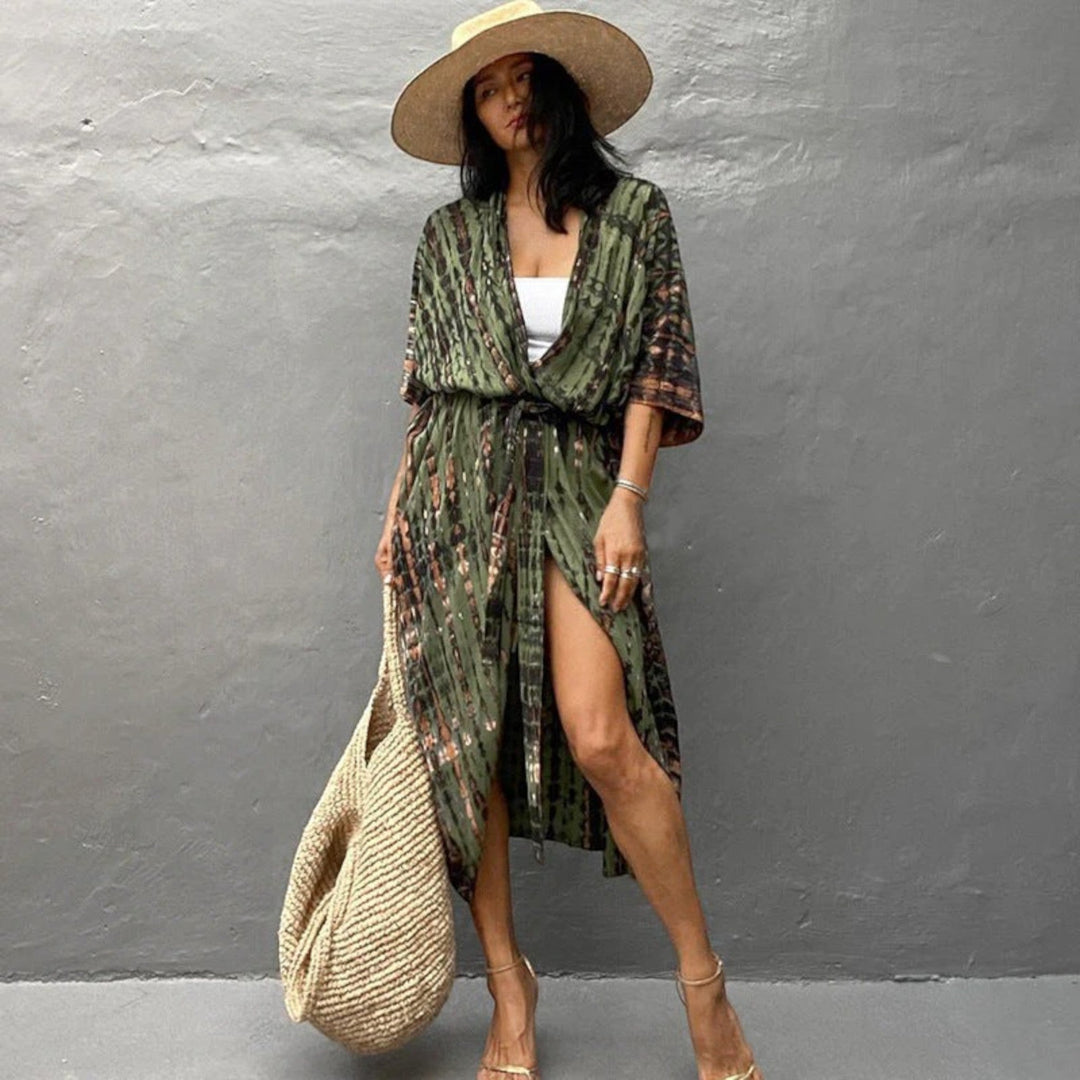 Copri kimono cu imprimeu tie-dye pentru femei