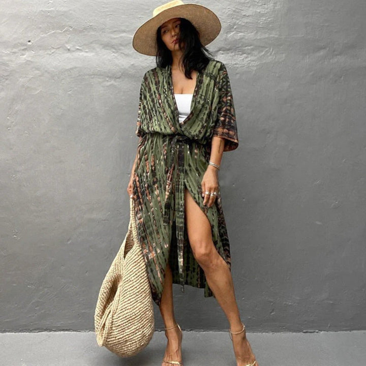 Copri kimono cu imprimeu tie-dye pentru femei