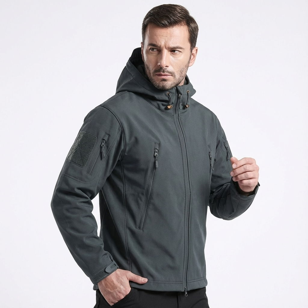 Darius Giacca Militare Uomo – Nepromokavá a Větruodolná Softshell Bunda s Taktickou Kapucí