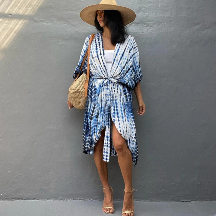 Copri kimono cu imprimeu tie-dye pentru femei