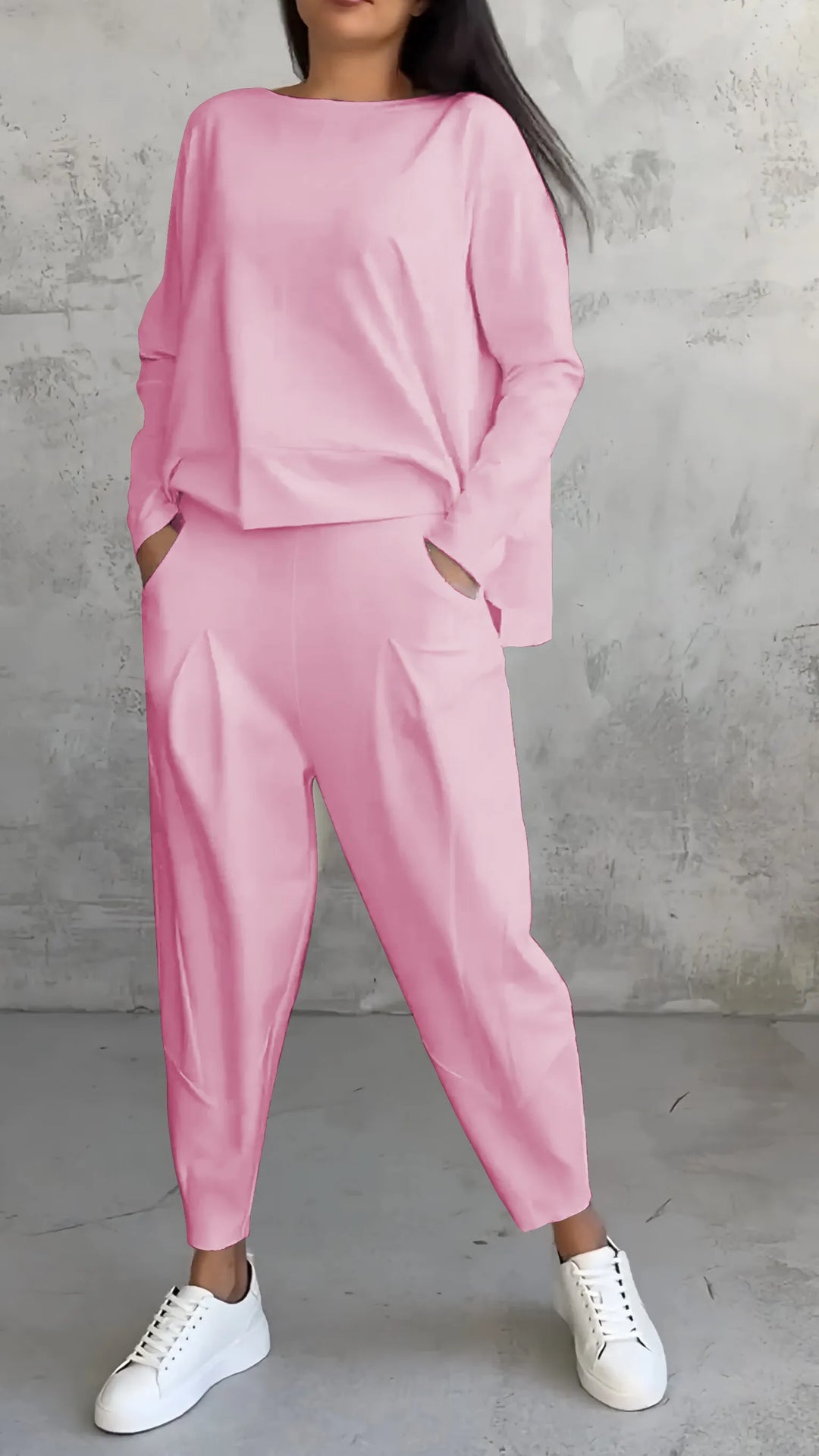 Set casual top și pantaloni harem pentru femei | mânecă lungă
