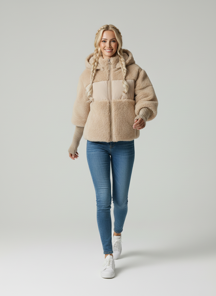 Livia Piumino Donna Invernale – Giacca Puffer Elegante con Collo e Polsini in Maglia