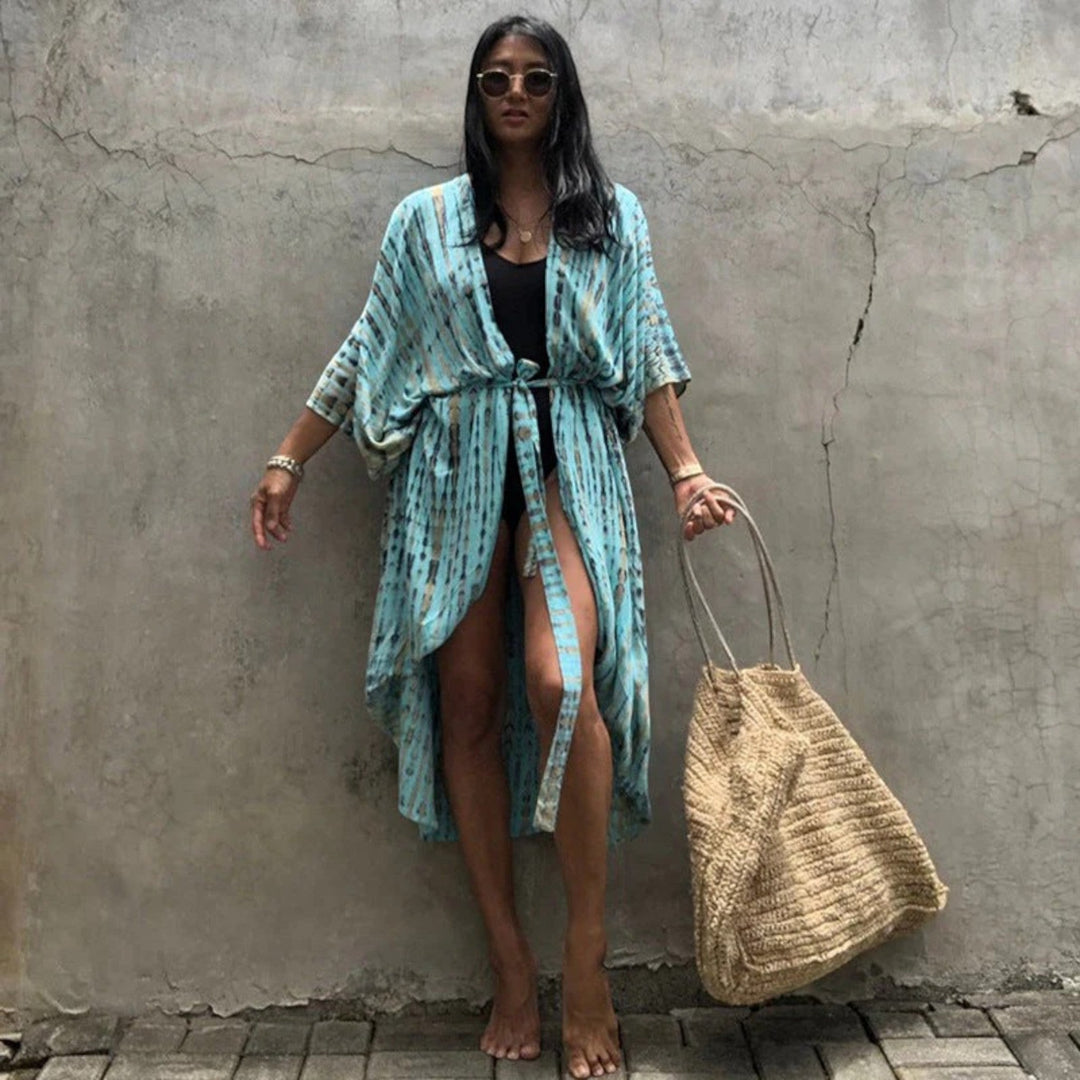Copri kimono cu imprimeu tie-dye pentru femei