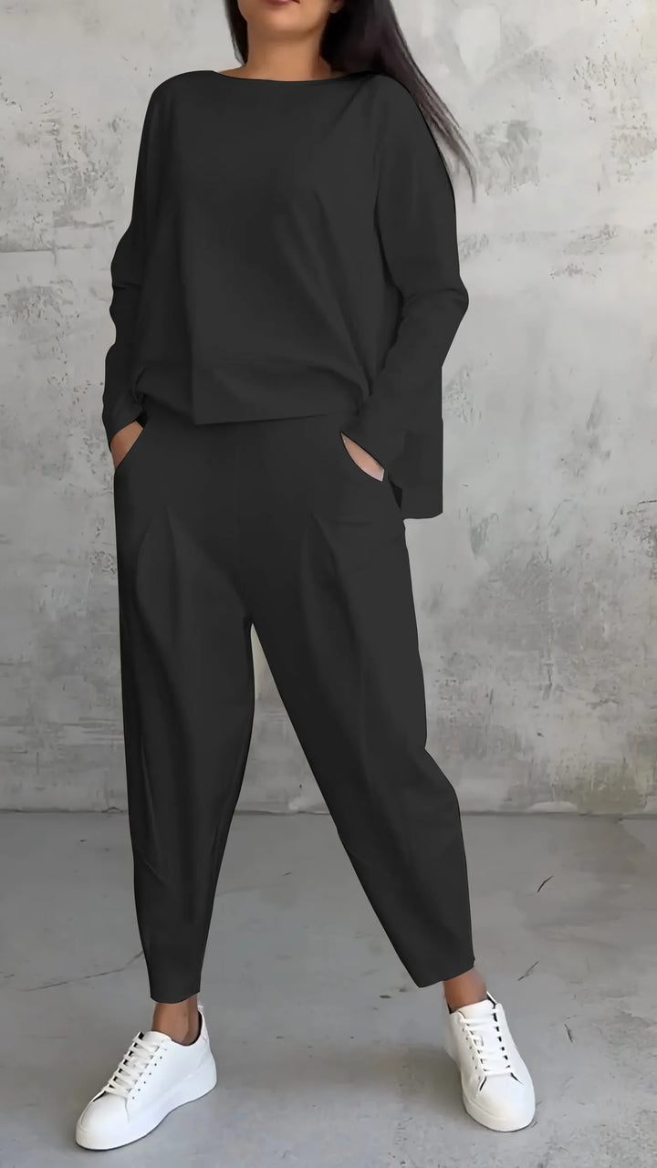 Set casual top și pantaloni harem pentru femei | mânecă lungă
