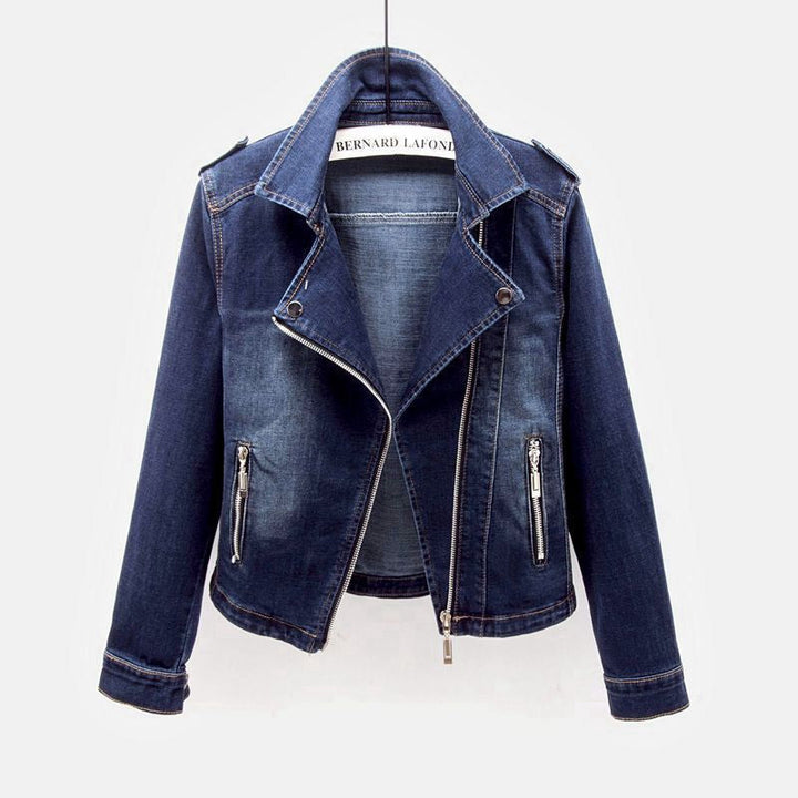 Chaqueta de mezclilla para mujer con mangas largas | con cremallera