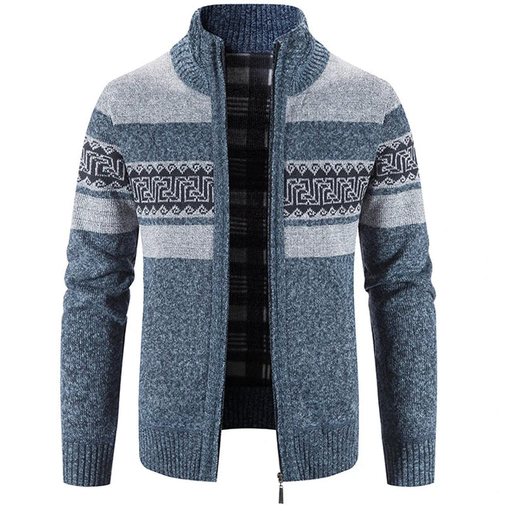 Landon Herren-Strickjacke – Winterpullover mit hohem Kragen aus Strickware