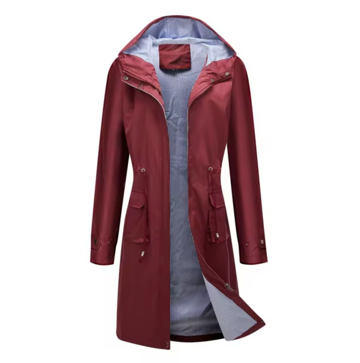 Chaqueta impermeable para mujer con capucha | Larga