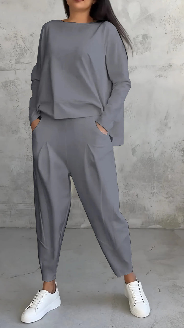 Set casual top și pantaloni harem pentru femei | mânecă lungă