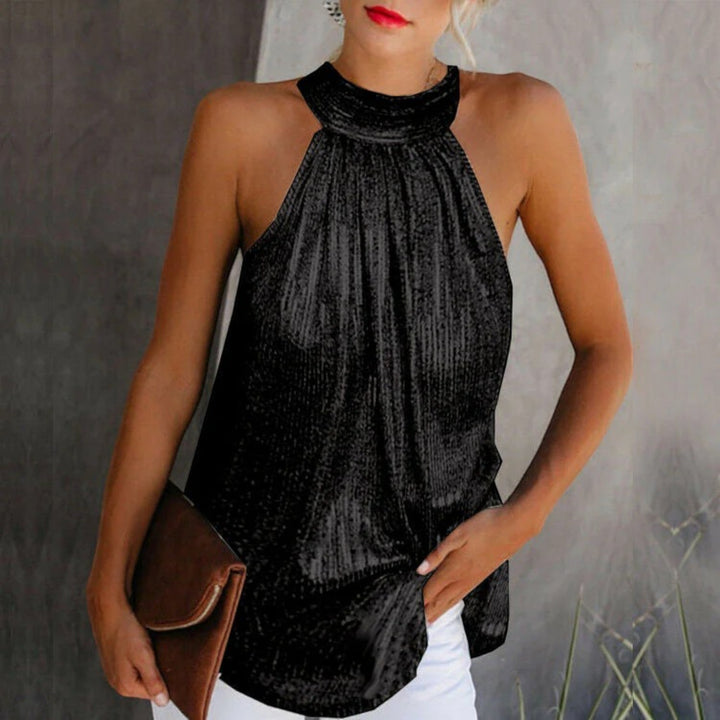 Bluza elegantă cu guler fluture pentru femei | Fără mâneci