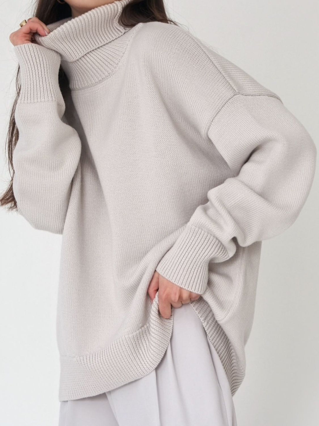 Marian Maglione Donna Oversize a Collo Alto – Pullover Invernale Morbido Vestibilità Relax