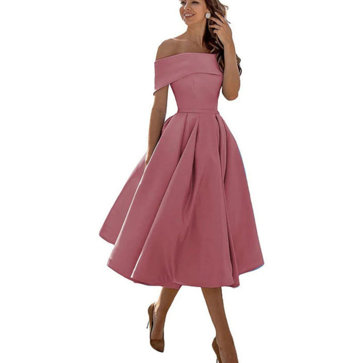 Amira | Rochie de cocktail cu umeri goi pentru femei | Midi