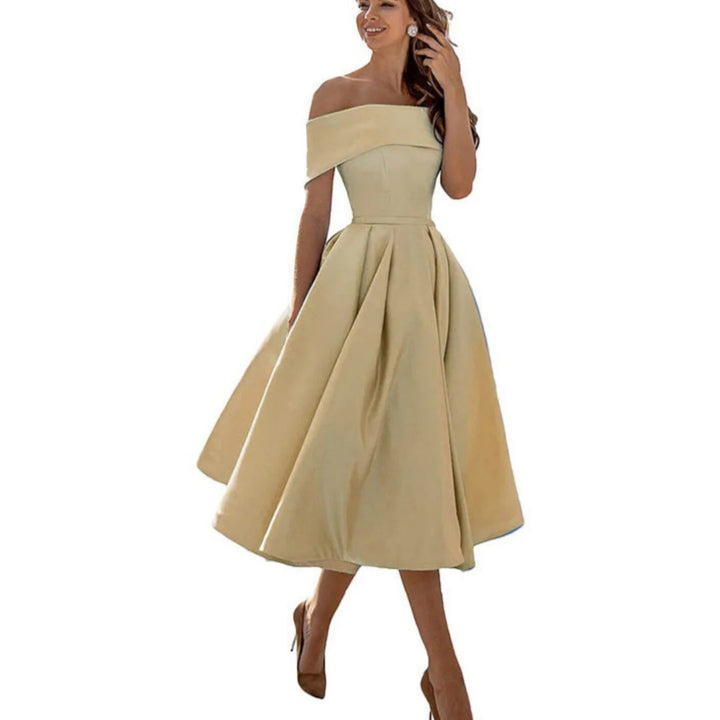 Amira | Rochie de cocktail cu umeri goi pentru femei | Midi