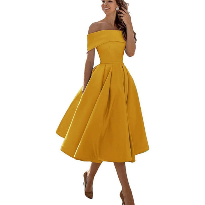 Amira | Rochie de cocktail cu umeri goi pentru femei | Midi