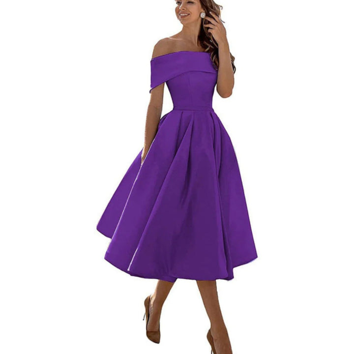 Amira | Rochie de cocktail cu umeri goi pentru femei | Midi