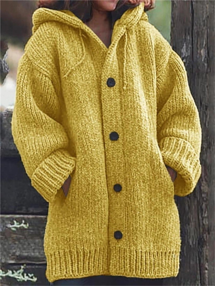 Long Women's Cardigan With Hood | With Buttons