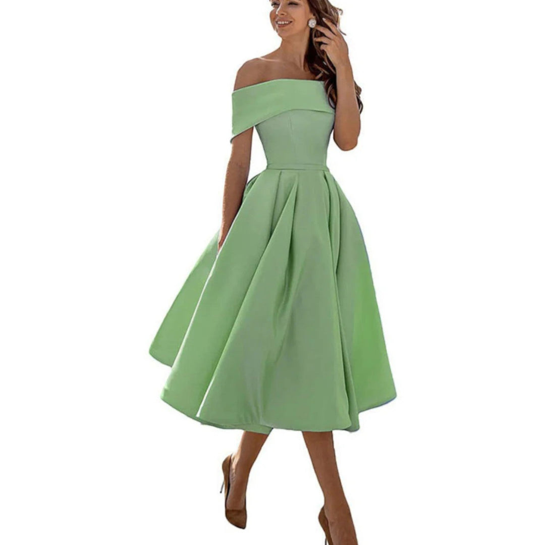 Amira | Rochie de cocktail cu umeri goi pentru femei | Midi
