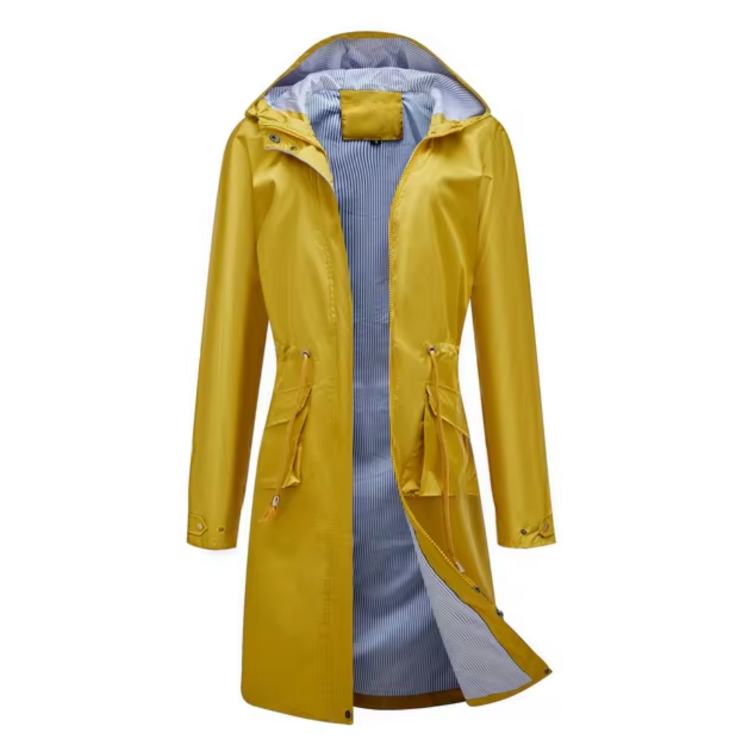 Chaqueta impermeable para mujer con capucha | Larga