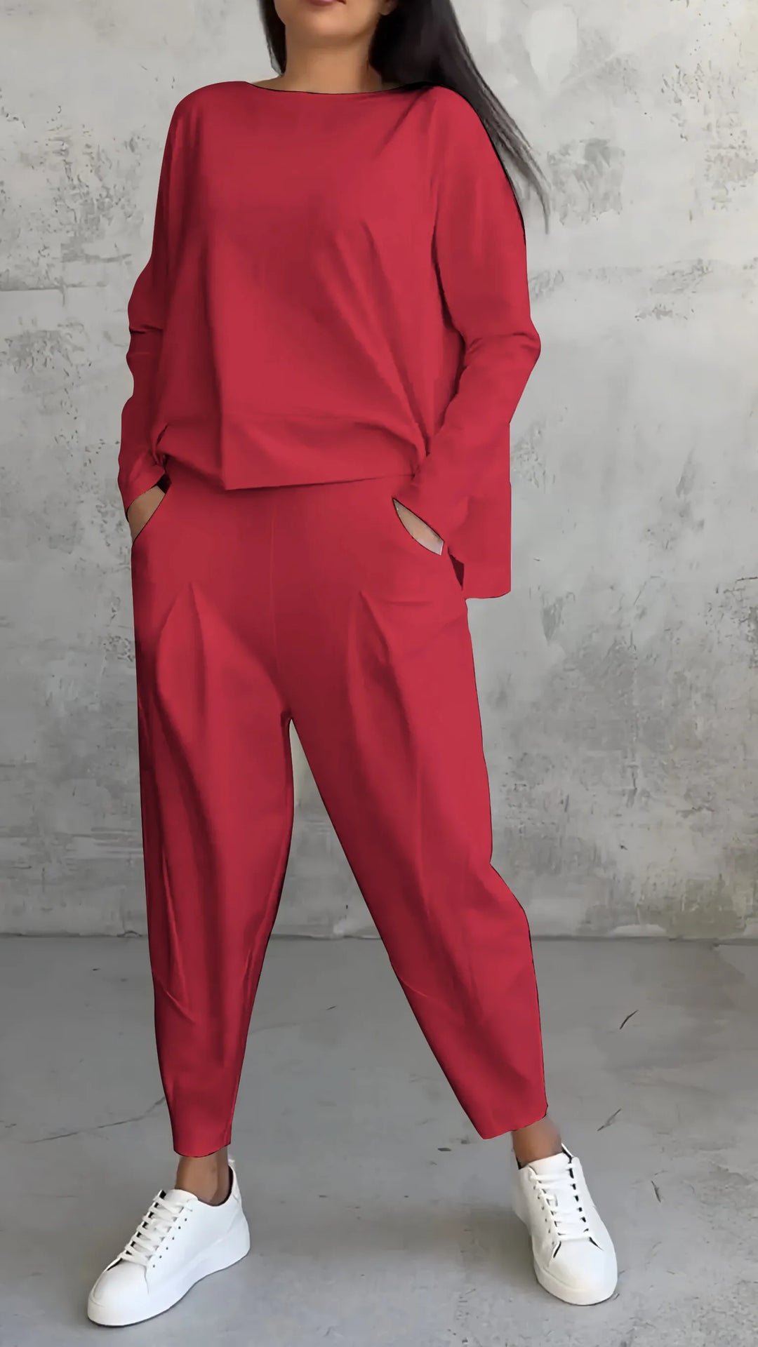 Set casual top și pantaloni harem pentru femei | mânecă lungă