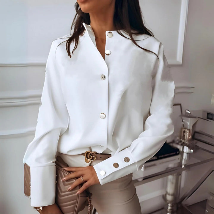 Indira | Camisa elegante con cuello alto para mujer | Manga larga