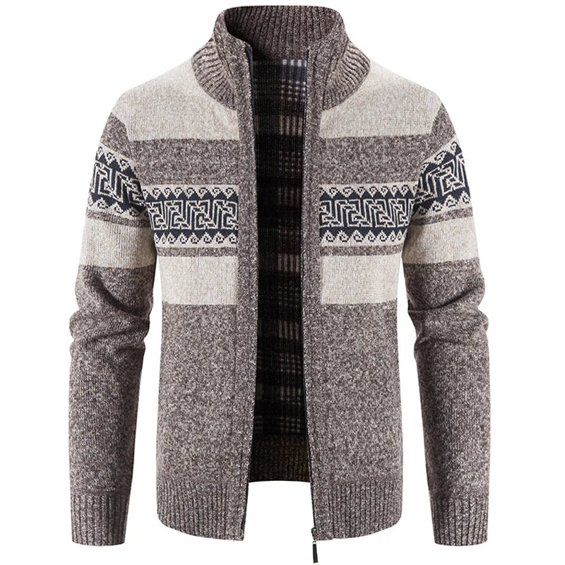 Landon Herren-Strickjacke – Winterpullover mit hohem Kragen aus Strickware