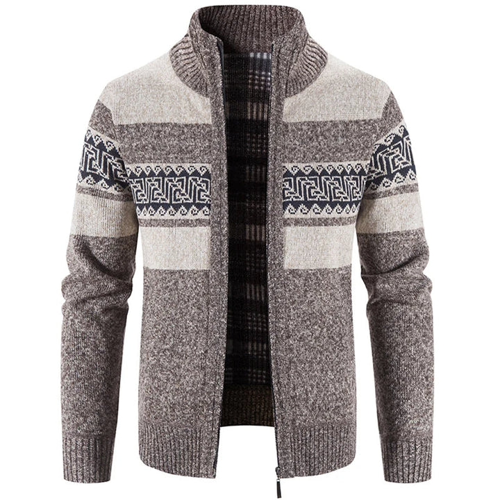Landon Herren-Strickjacke – Winterpullover mit hohem Kragen aus Strickware