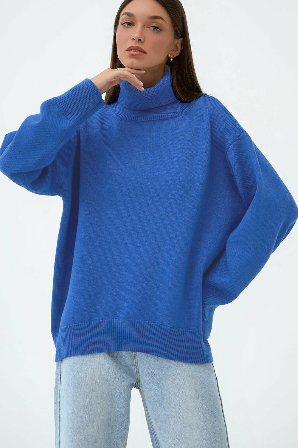 Marian Maglione Donna Oversize a Collo Alto – Pullover Invernale Morbido Vestibilità Relax