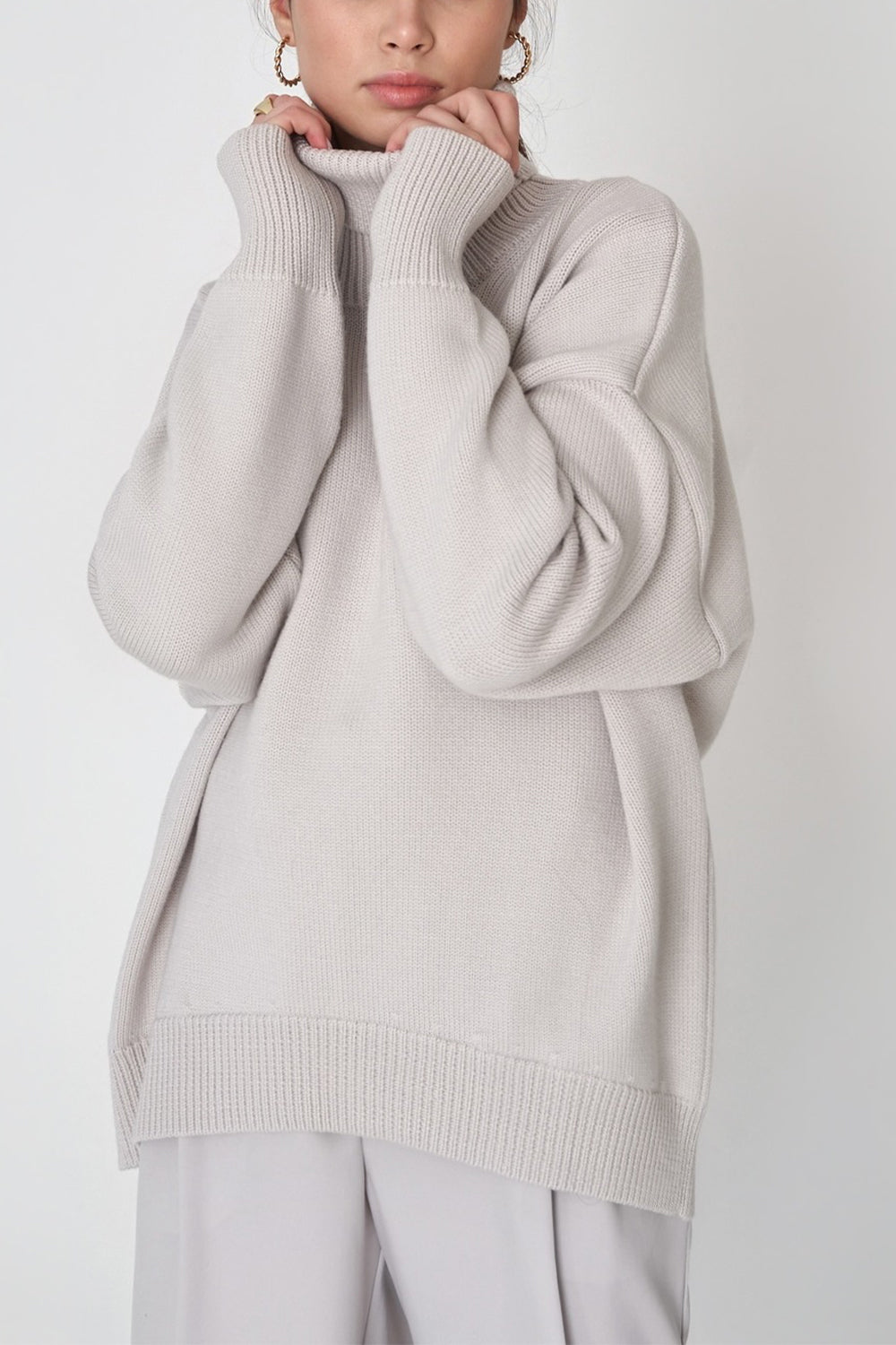 Marian Maglione Donna Oversize a Collo Alto – Pullover Invernale Morbido Vestibilità Relax
