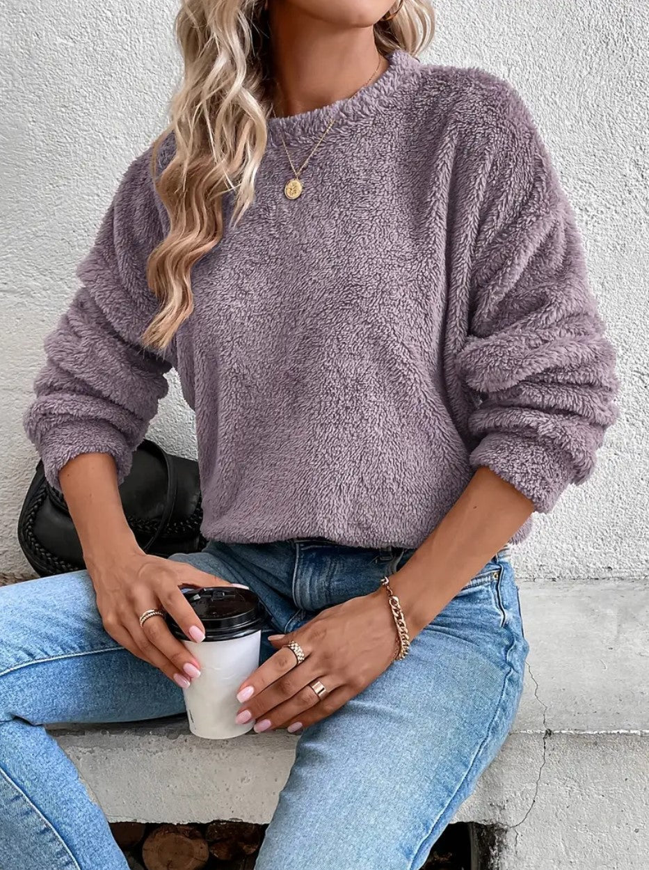 Vivian Maglione Fleece Donna – Pullover Morbido e Caldo con Vestibilità Ampia e Stile Casual