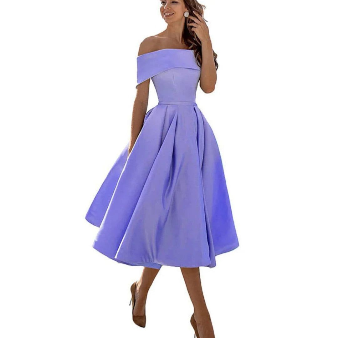 Amira | Rochie de cocktail cu umeri goi pentru femei | Midi