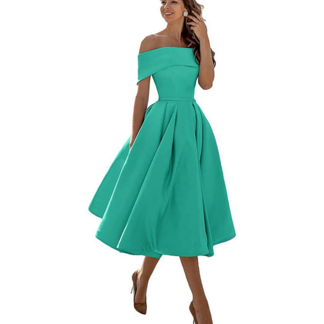 Amira | Rochie de cocktail cu umeri goi pentru femei | Midi