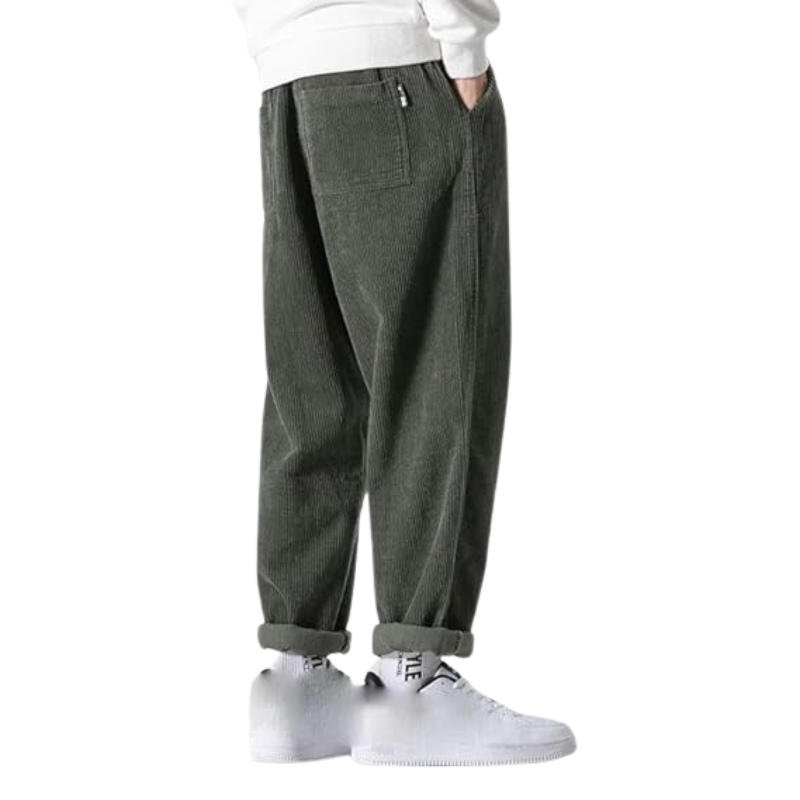 Pantaloni din catifea cu dungi pentru bărbați | Oversize