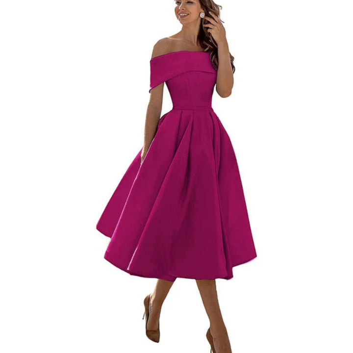 Amira | Rochie de cocktail cu umeri goi pentru femei | Midi
