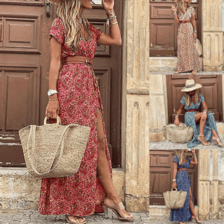Aurora | Abito Estivo Bohémien Con Scollo A V Per Donna | Maxi