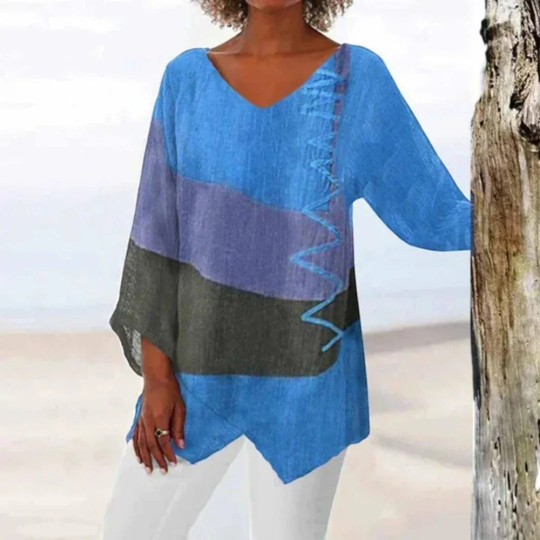 Calista | Blusa Casual con Escote en V para Mujer | Manga Larga