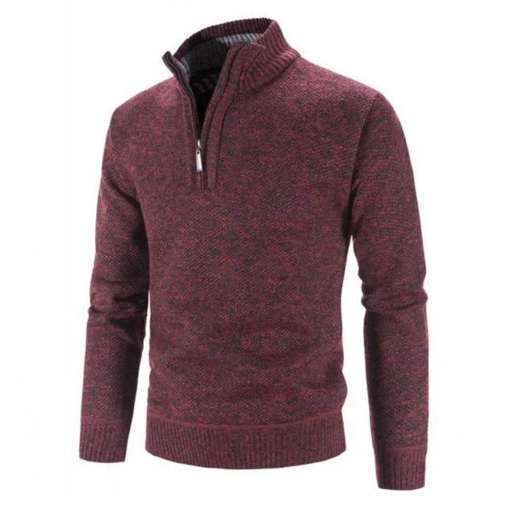 Pánský zimní pletený svetr | Poloviční zip