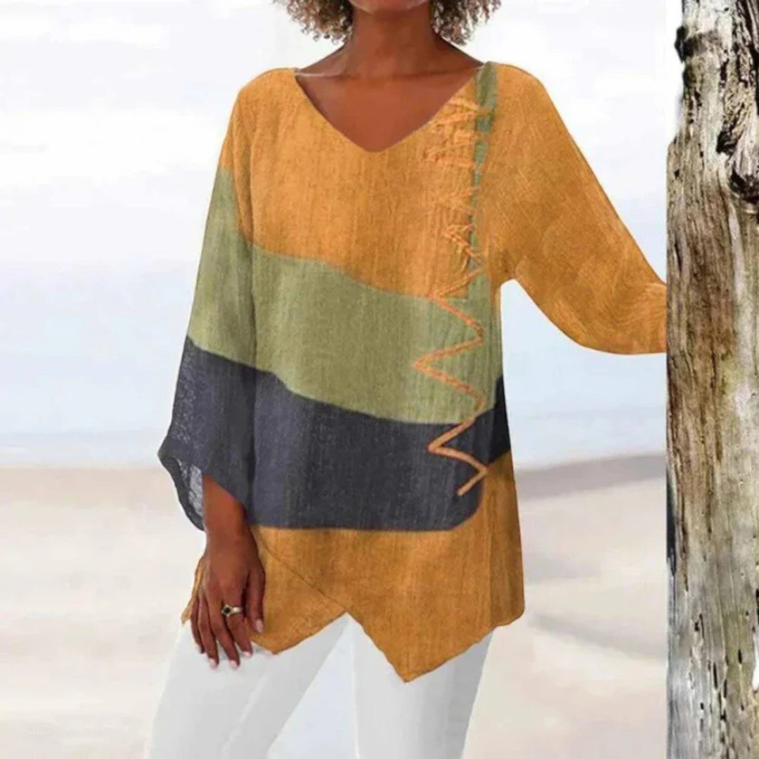 Calista | Blusa Casual con Escote en V para Mujer | Manga Larga