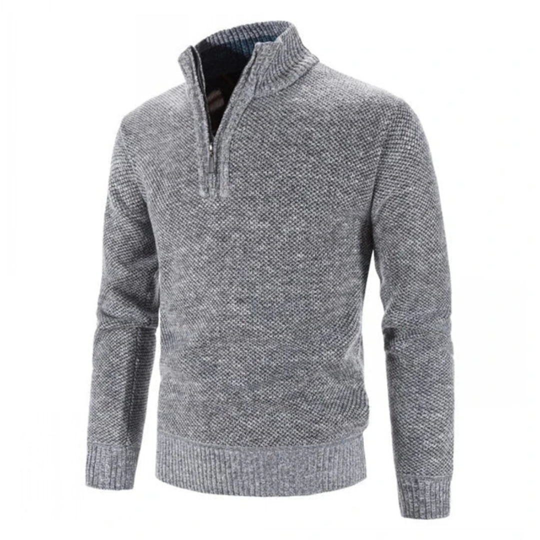 Pánský zimní pletený svetr | Poloviční zip
