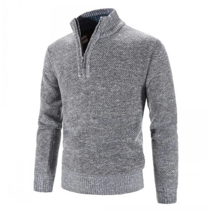 Pánský zimní pletený svetr | Poloviční zip