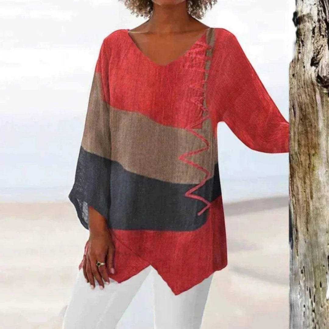 Calista | Blusa Casual con Escote en V para Mujer | Manga Larga