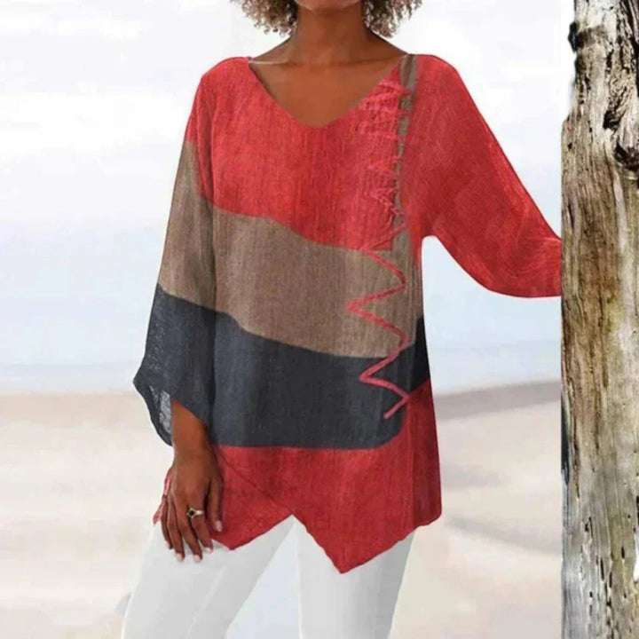 Calista | Blusa Casual con Escote en V para Mujer | Manga Larga