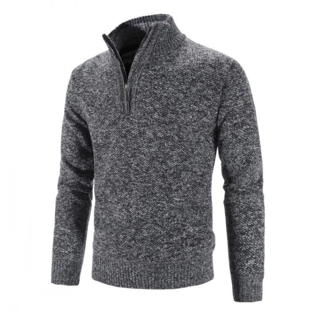 Pánský zimní pletený svetr | Poloviční zip