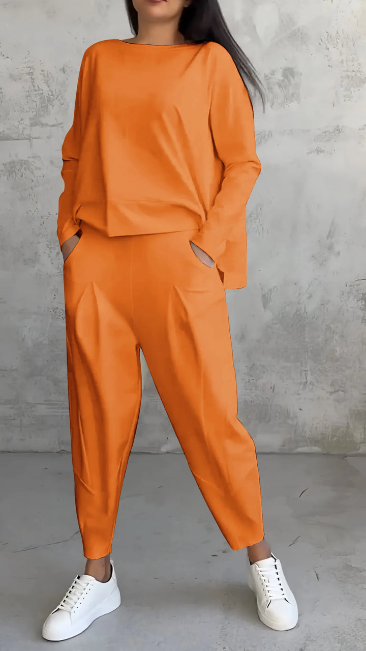 Set casual top și pantaloni harem pentru femei | mânecă lungă