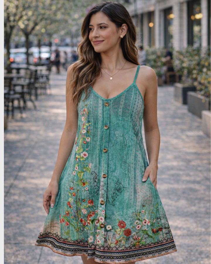 Veloura Vestito Estivo Donna – Spalline Sottili Regolabili, Scollo a V & Tasche Casual