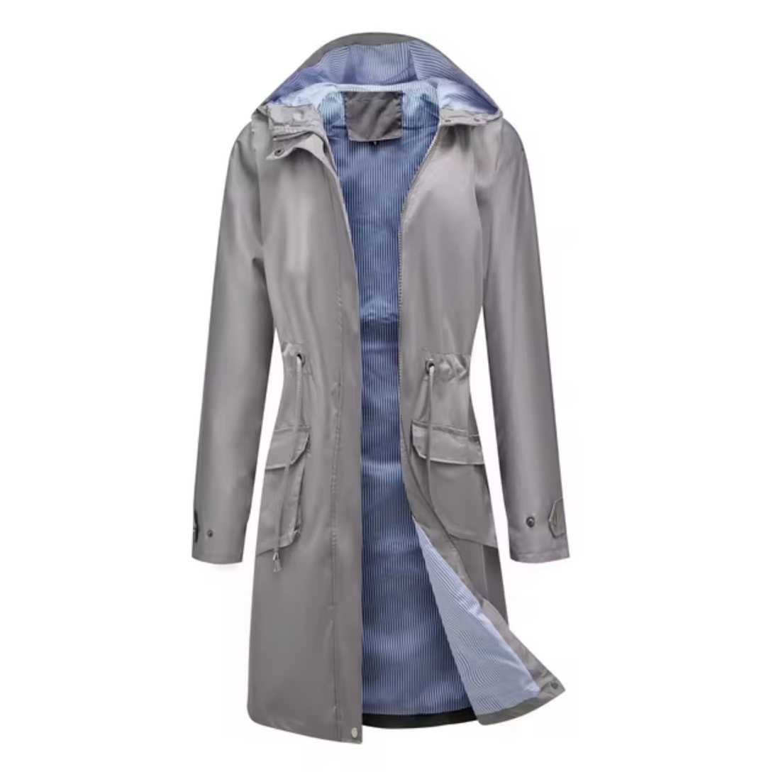 Chaqueta impermeable para mujer con capucha | Larga