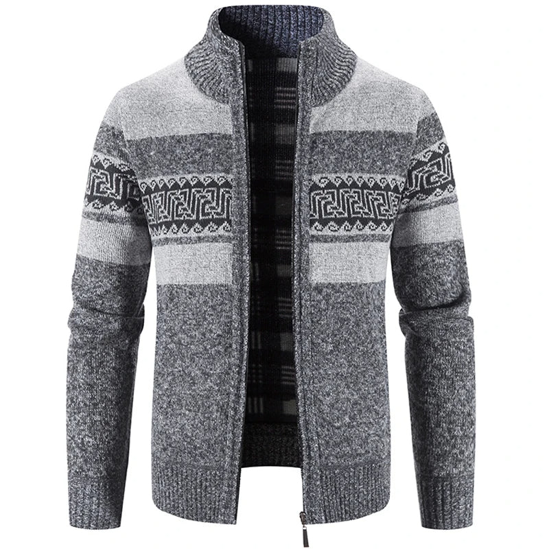 Landon Herren-Strickjacke – Winterpullover mit hohem Kragen aus Strickware