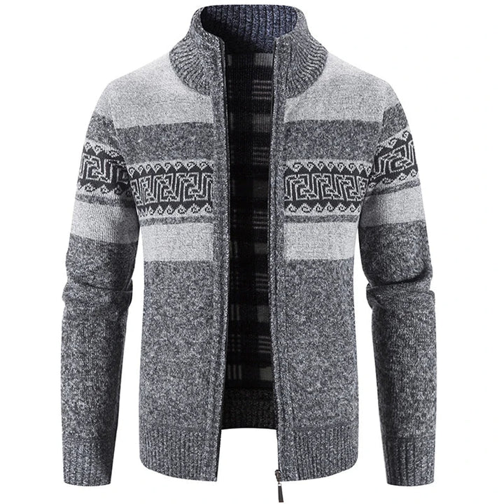 Landon Herren-Strickjacke – Winterpullover mit hohem Kragen aus Strickware