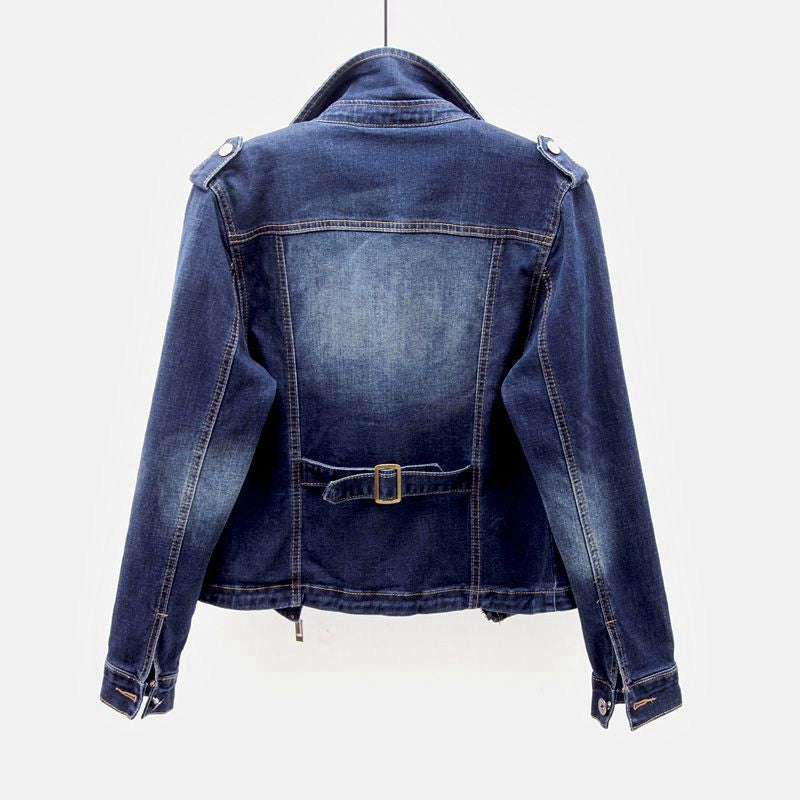Chaqueta de mezclilla para mujer con mangas largas | con cremallera